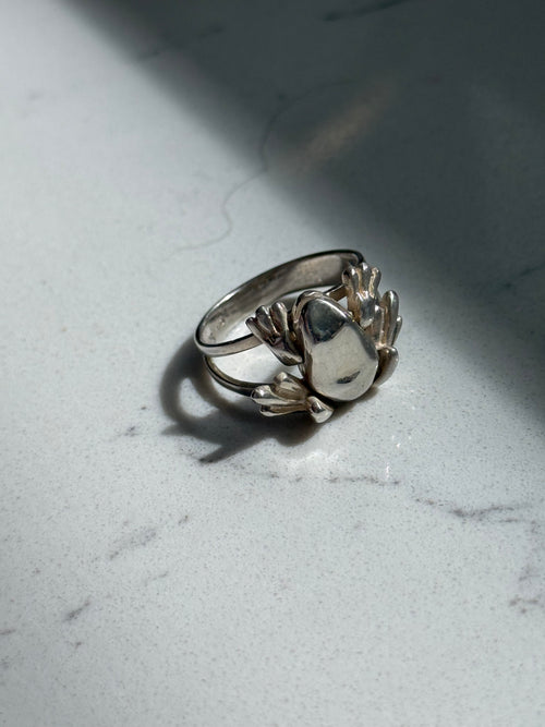 Articulated Frog Sterling Silver Ring Size 6.5