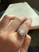 Load image into Gallery viewer, Rainbow Moonstone Sterling Silver Ring Size 9.5

