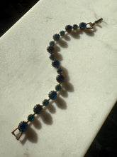 Load image into Gallery viewer, Blue Stone Gold Plated Costume Bracelet 6.5”
