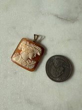 Load image into Gallery viewer, Italian Carved Cameo 14k Gold Square Pendant
