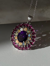 Load image into Gallery viewer, Tourmaline Opal &amp; Amethyst Sterling Silver Necklace 17”
