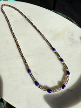 Load image into Gallery viewer, Vintage Lapis Greek Key Sterling Silver Necklace 17”
