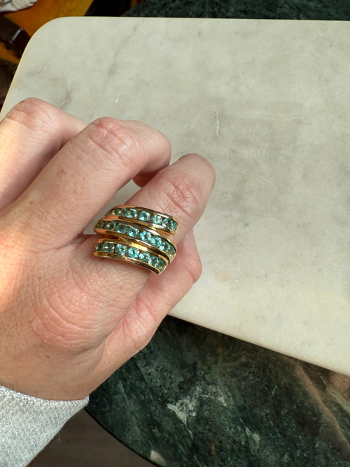 Blue Zircon Gold Vermeil Ring Size 8.25