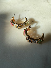Load image into Gallery viewer, Ruby Emerald Blue Sapphire Gold Vermeil Half Hoops
