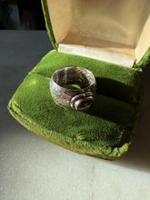 Load image into Gallery viewer, Garnet Cabochon Etched Sterling Silver Ring Size 5.75
