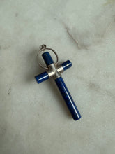 Load image into Gallery viewer, Lapis &amp; Sterling Silver Cross Pendant
