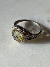 Load image into Gallery viewer, Yellow Glass Sterling Silver Ring Size 5.5
