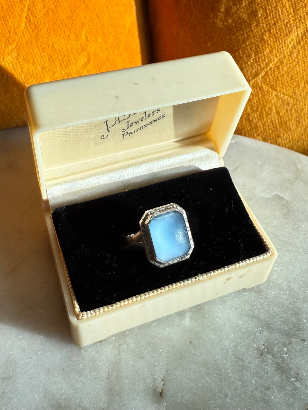Antique Blue Sterling Silver Ring Size 8