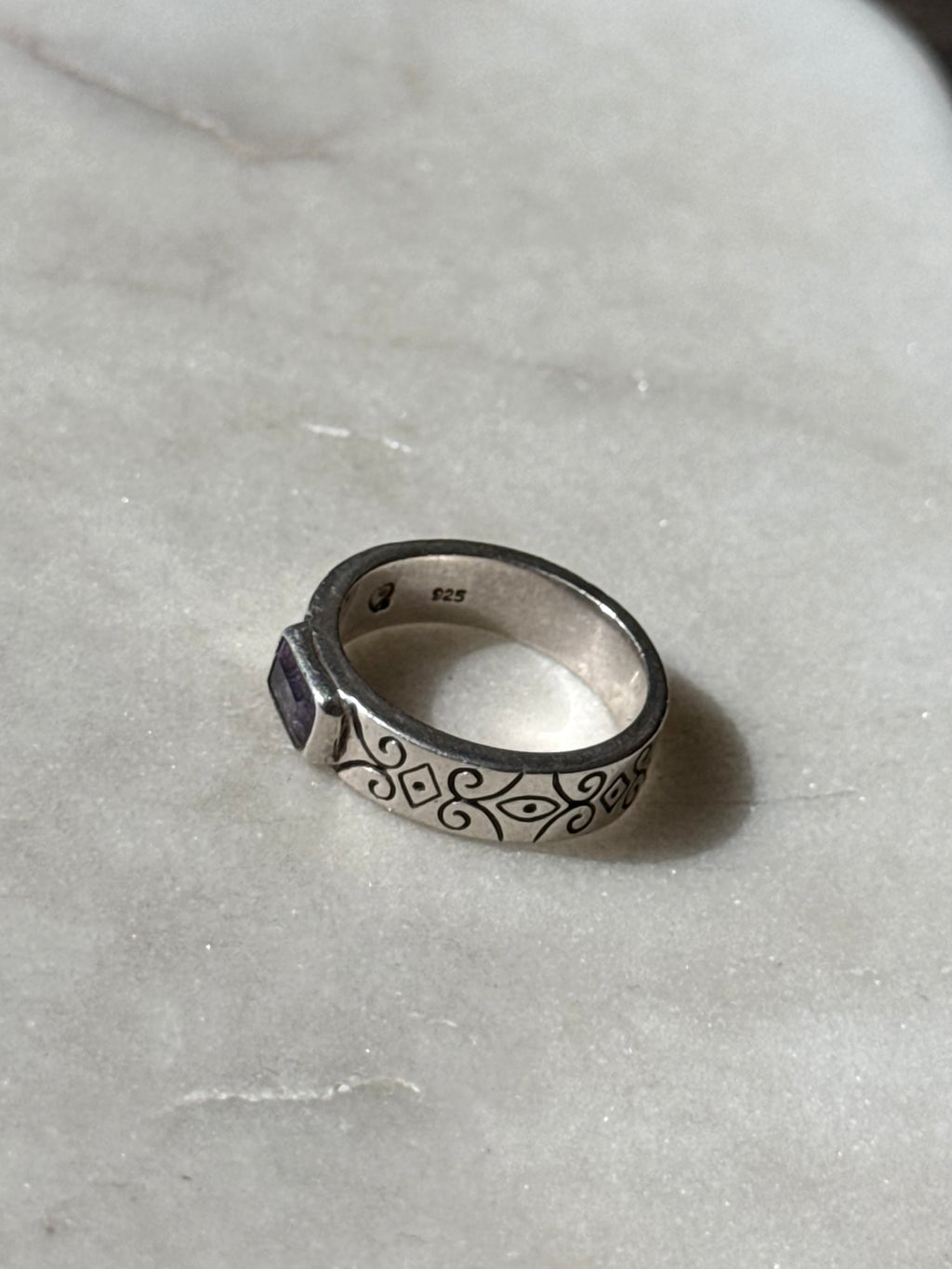 Amethyst Sterling Silver Ring Size 6.75