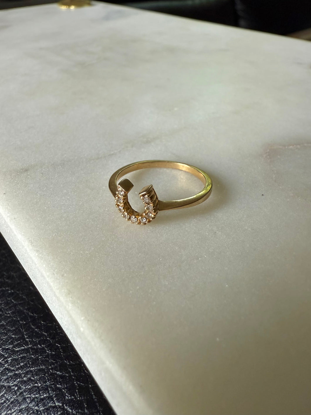 Diamond 14k Yellow Gold Dainty Horseshoe Ring Size 5.75
