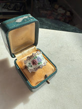 Load image into Gallery viewer, Floral Enamel Sterling Silver Ring Size 9.75
