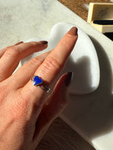 Load image into Gallery viewer, Vintage Lapis Heart Sterling Silver Ring Size 8.25
