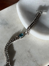 Load image into Gallery viewer, Vintage Blue Topaz Sterling Silver Curb Link Toggle Clasp Bracelet
