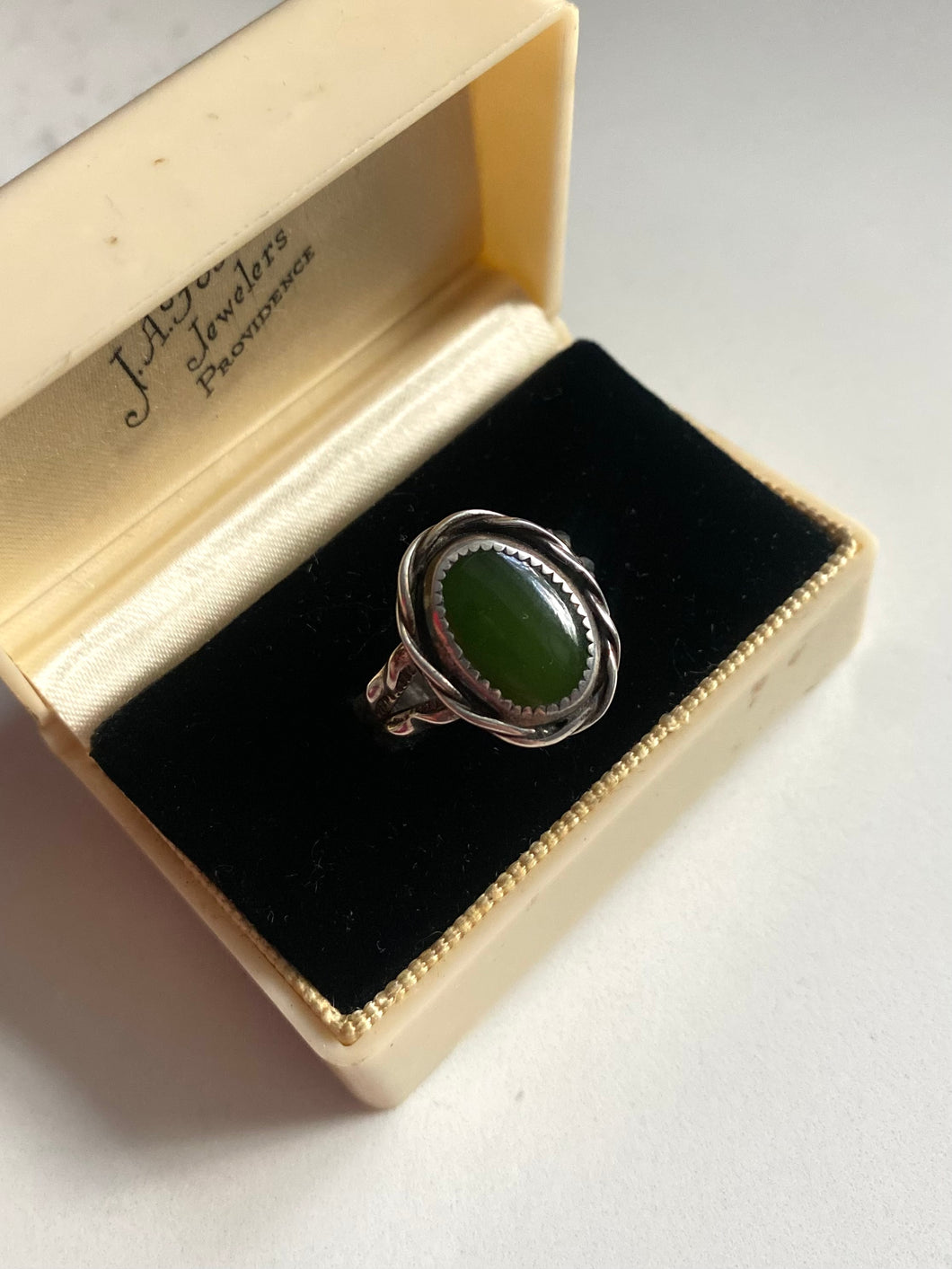Vintage Jade Sterling Silver Ring