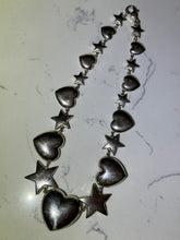 Load image into Gallery viewer, Chunky Vintage Mexican Sterling Silver Heart &amp; Star Necklace
