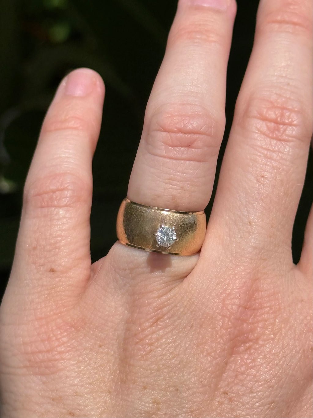 Vintage Solid 14k Gold Cigar Band Diamond Ring Size 5.5