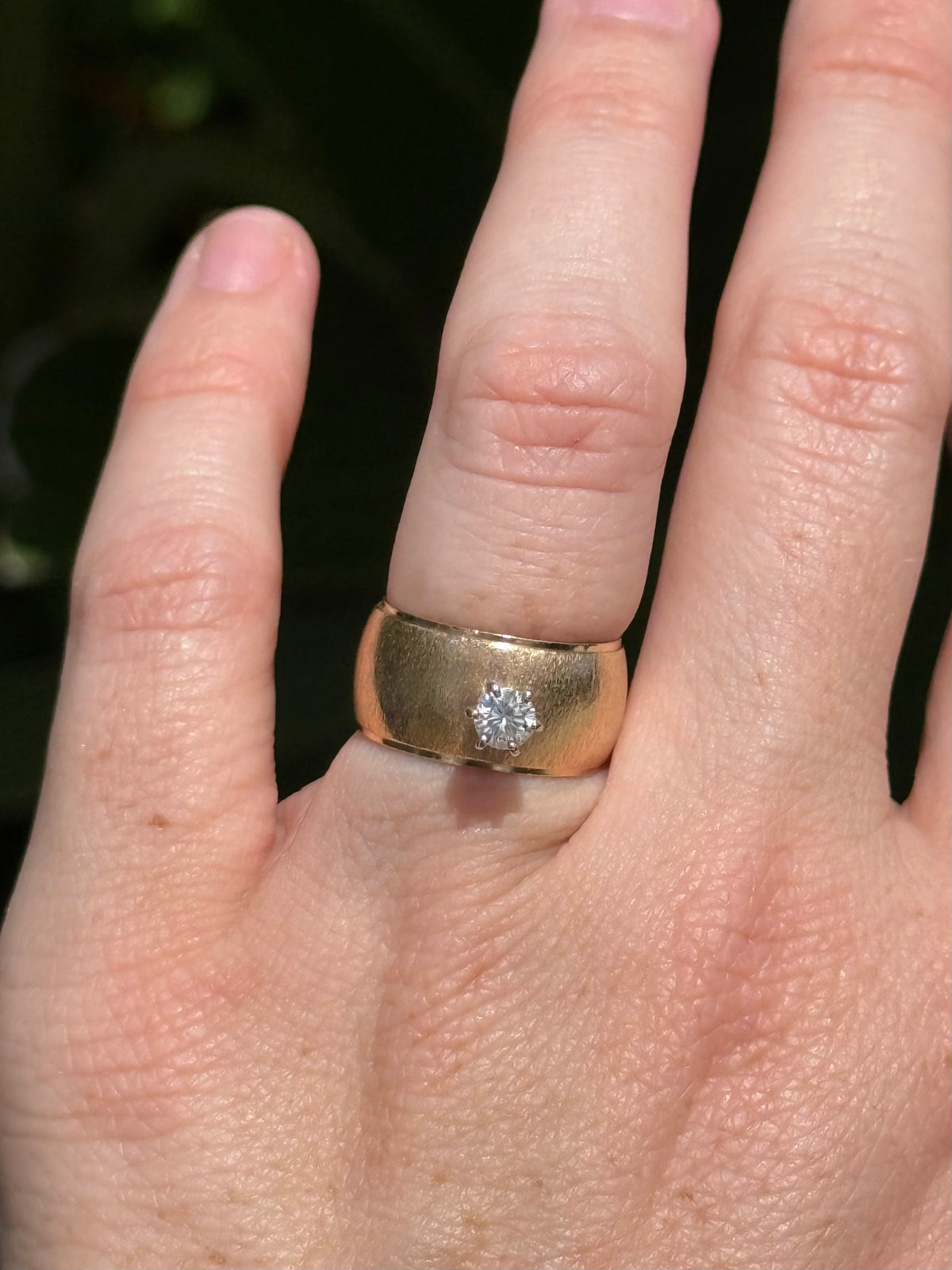 Vintage Solid 14k Gold Cigar Band Diamond Ring Size 5.5