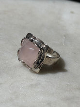 Load image into Gallery viewer, Rose Quartz Sterling Silver Square Ring Size 6
