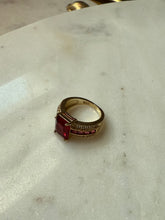 Load image into Gallery viewer, Red Synthetic Stone &amp; Spinel Gold Vermeil Ring Size 6
