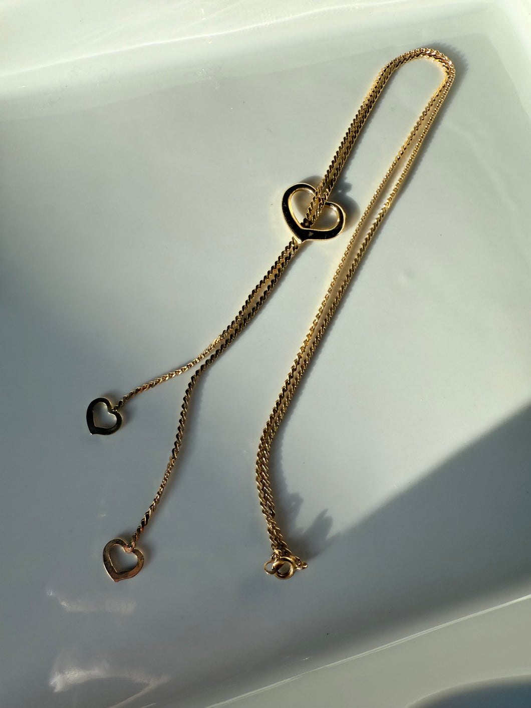 Heart Lariat Gold Plated Necklace 20”