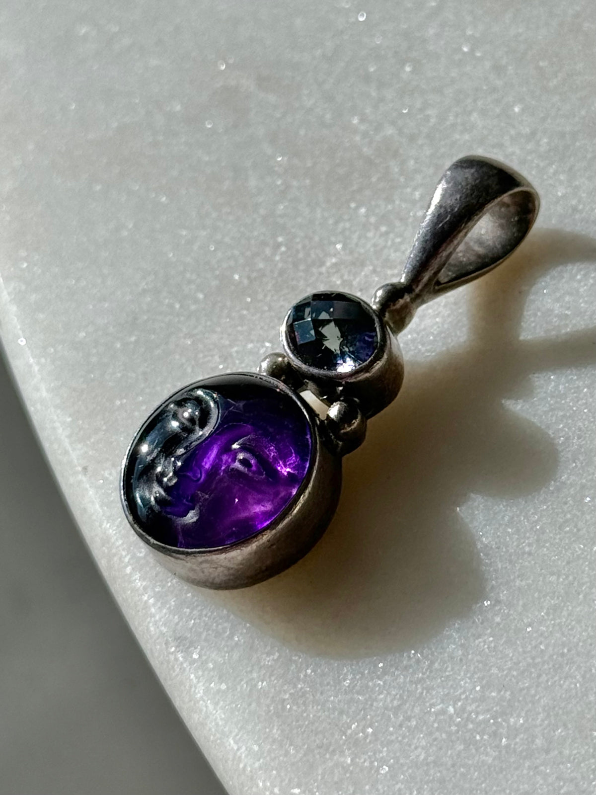 Sterling Silver Sajen Carved Moonface Pendant