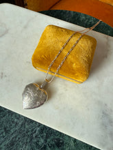 Load image into Gallery viewer, Vintage Etched Heart Locket Sterling Silver Necklace 23”
