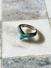 Load image into Gallery viewer, Turquoise Inlay Sterling Silver Ring Size 9.25
