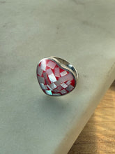 Load image into Gallery viewer, Mosaic Inlay Sterling Silver Heart Ring Size 6.5
