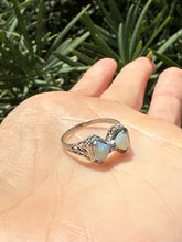 Load image into Gallery viewer, Opal &amp; Diamond 14k White Gold Bow Ring Size 6.75
