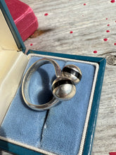 Load image into Gallery viewer, Black Enamel Mexico Sterling Silver Bypass Ring Size 7.75
