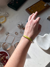 Load image into Gallery viewer, Slime Green Enamel Sterling Silver Milor Italy Hinged Bangle Bracelet
