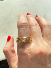 Load image into Gallery viewer, CZ Gold Vermeil Double Band Ring Size 9.25
