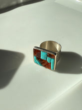 Load image into Gallery viewer, Amber &amp; Turquoise Sterling Silver Ring Size 6.75
