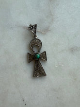 Load image into Gallery viewer, Turquoise Sterling Silver Ankh Pendant
