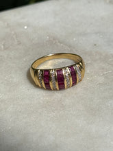 Load image into Gallery viewer, Vintage Ruby &amp; Diamond 18k Gold Dome Ring Size 8.75
