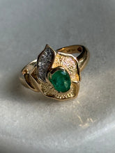Load image into Gallery viewer, Emerald &amp; Diamond 14k Gold Ring Size 9
