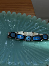 Load image into Gallery viewer, Vintage Norway Blue Black Enamel Sterling Silver Bracelet 7.25”
