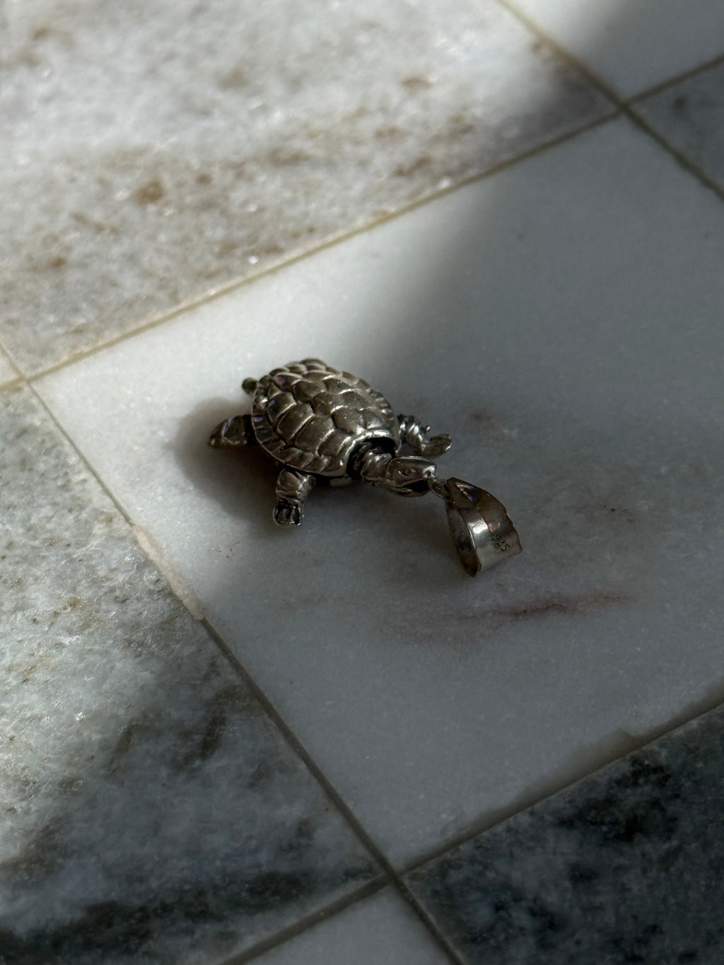 Vintage Sterling Silver Turtle Pendant