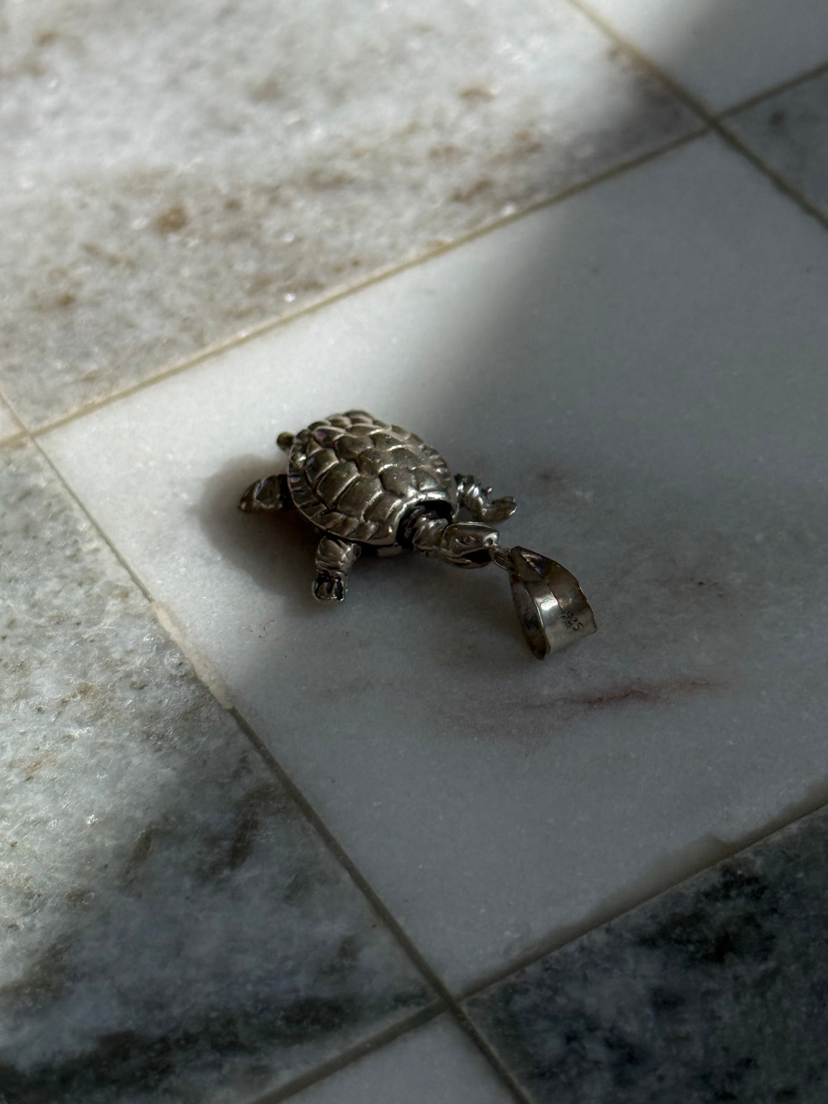 Vintage Sterling Silver Turtle Pendant