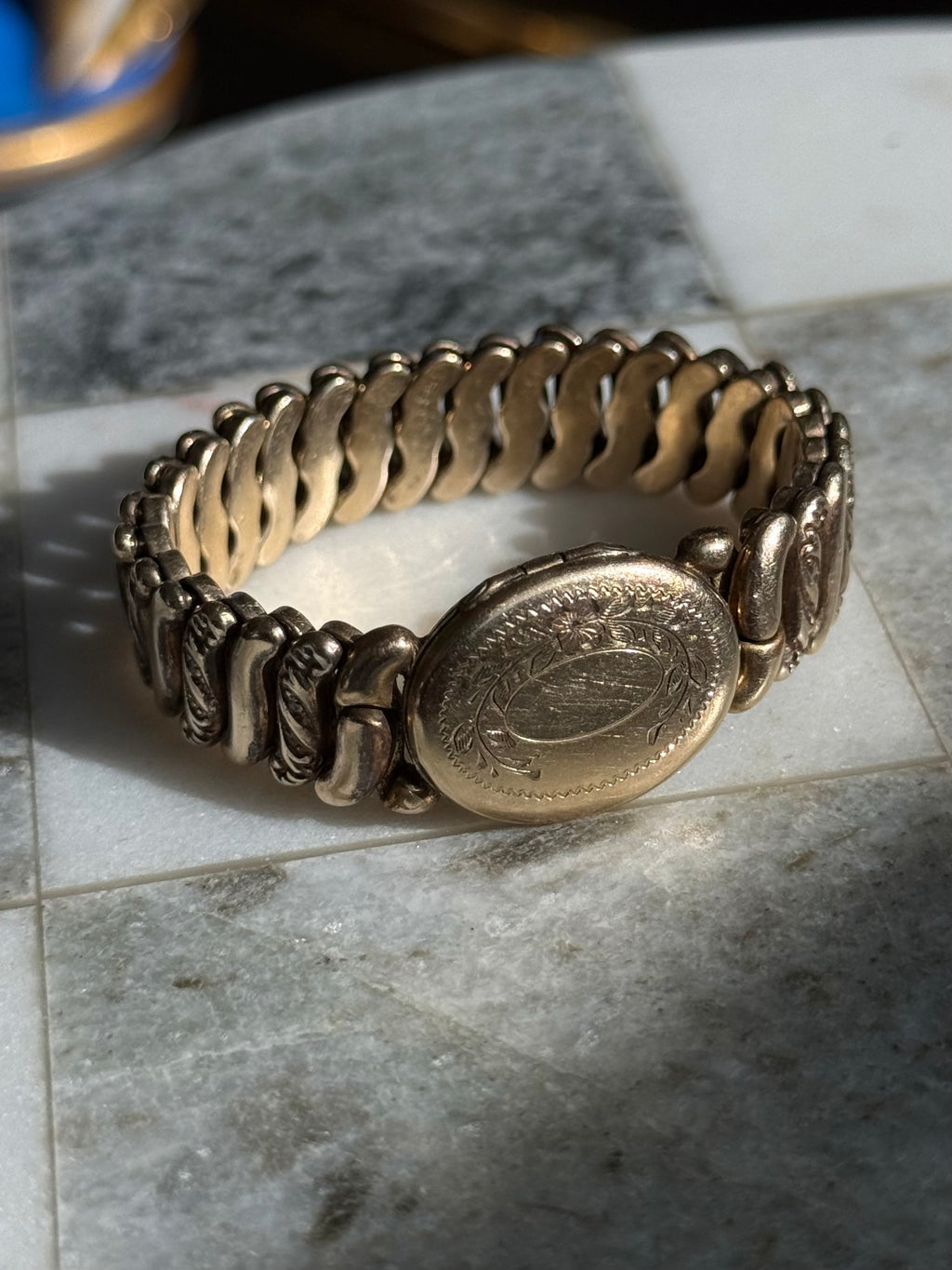 WWII Era Sweetheart Locket Gold Fill Expansion Bracelet
