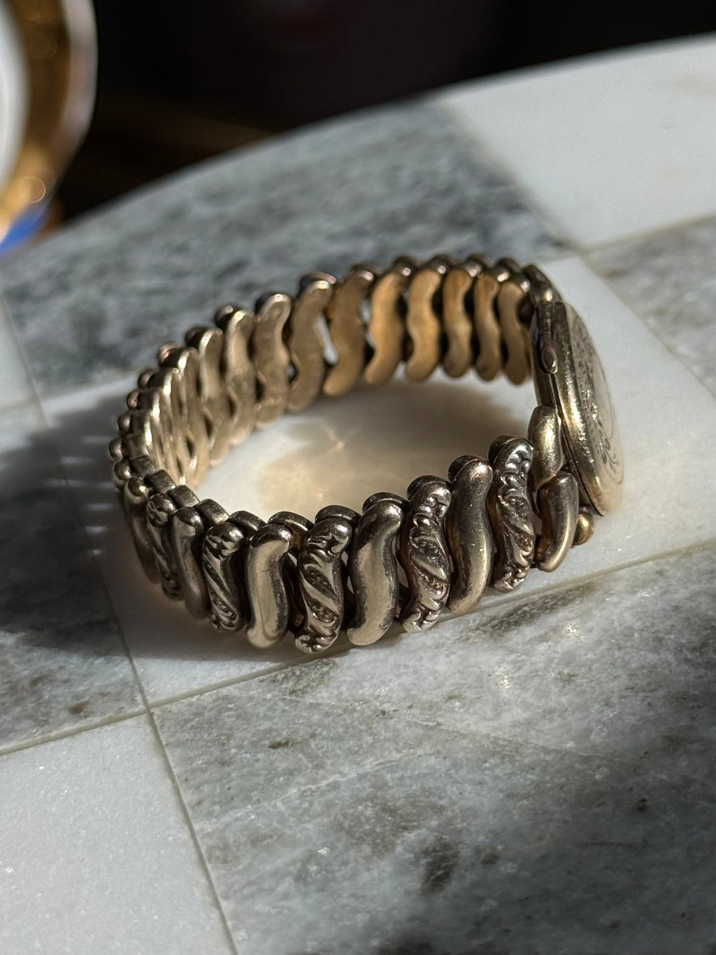WWII Era Sweetheart Locket Gold Fill Expansion Bracelet