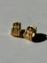 Load image into Gallery viewer, Vintage Solid 18k Gold Diamond Clicker Hoops
