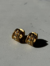 Load image into Gallery viewer, Vintage Solid 18k Gold Diamond Clicker Hoops

