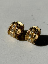 Load image into Gallery viewer, Vintage Solid 18k Gold Diamond Clicker Hoops
