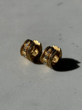 Load image into Gallery viewer, Vintage Solid 18k Gold Diamond Clicker Hoops
