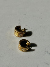 Load image into Gallery viewer, Vintage Solid 18k Gold Diamond Clicker Hoops
