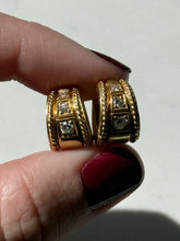 Load image into Gallery viewer, Vintage Solid 18k Gold Diamond Clicker Hoops
