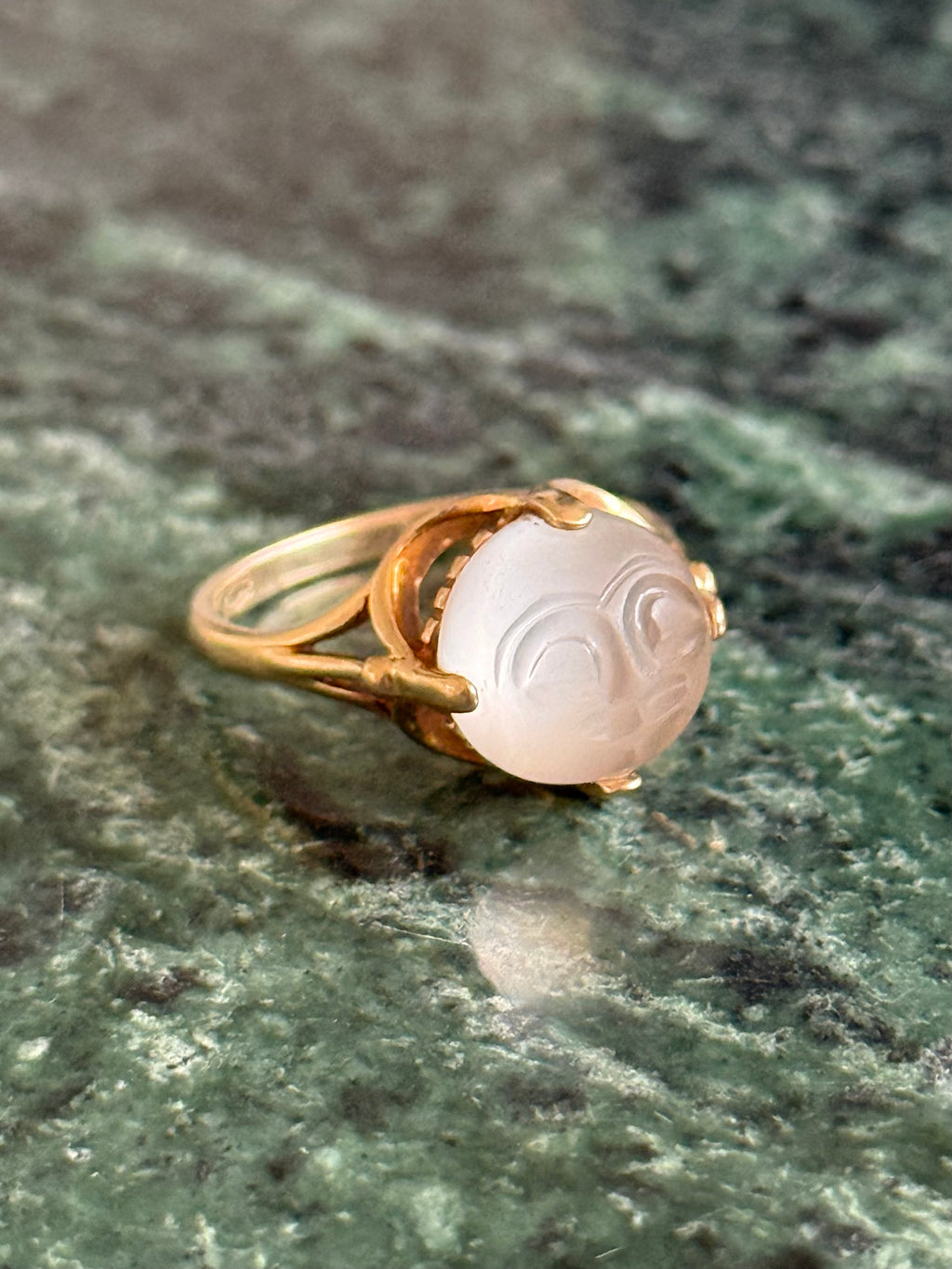 Vintage Moonstone Moonface 10k Gold Ring