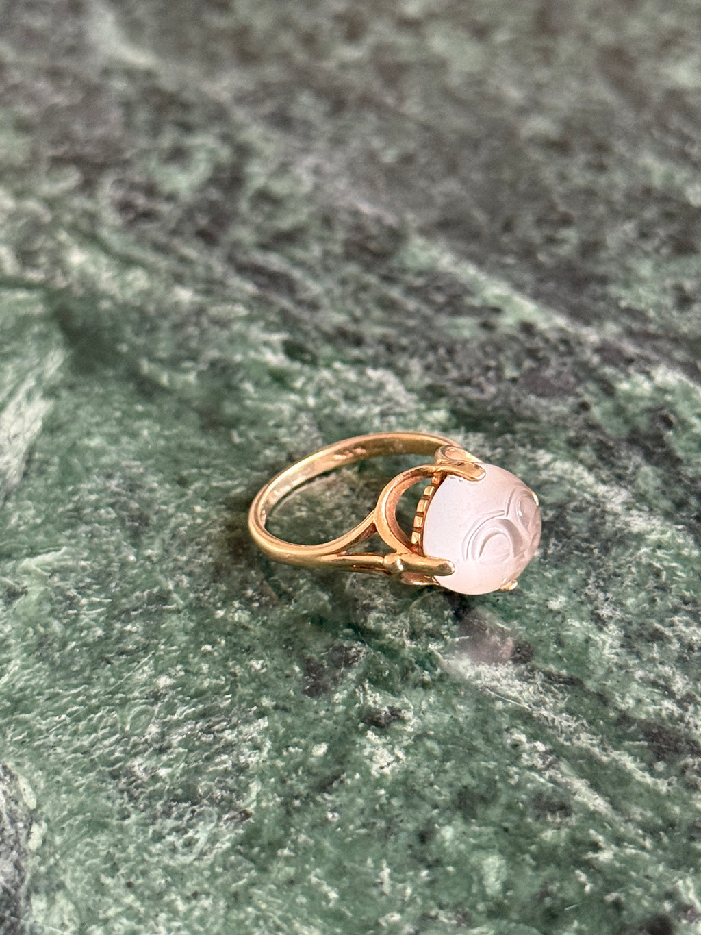 Vintage Moonstone Moonface 10k Gold Ring