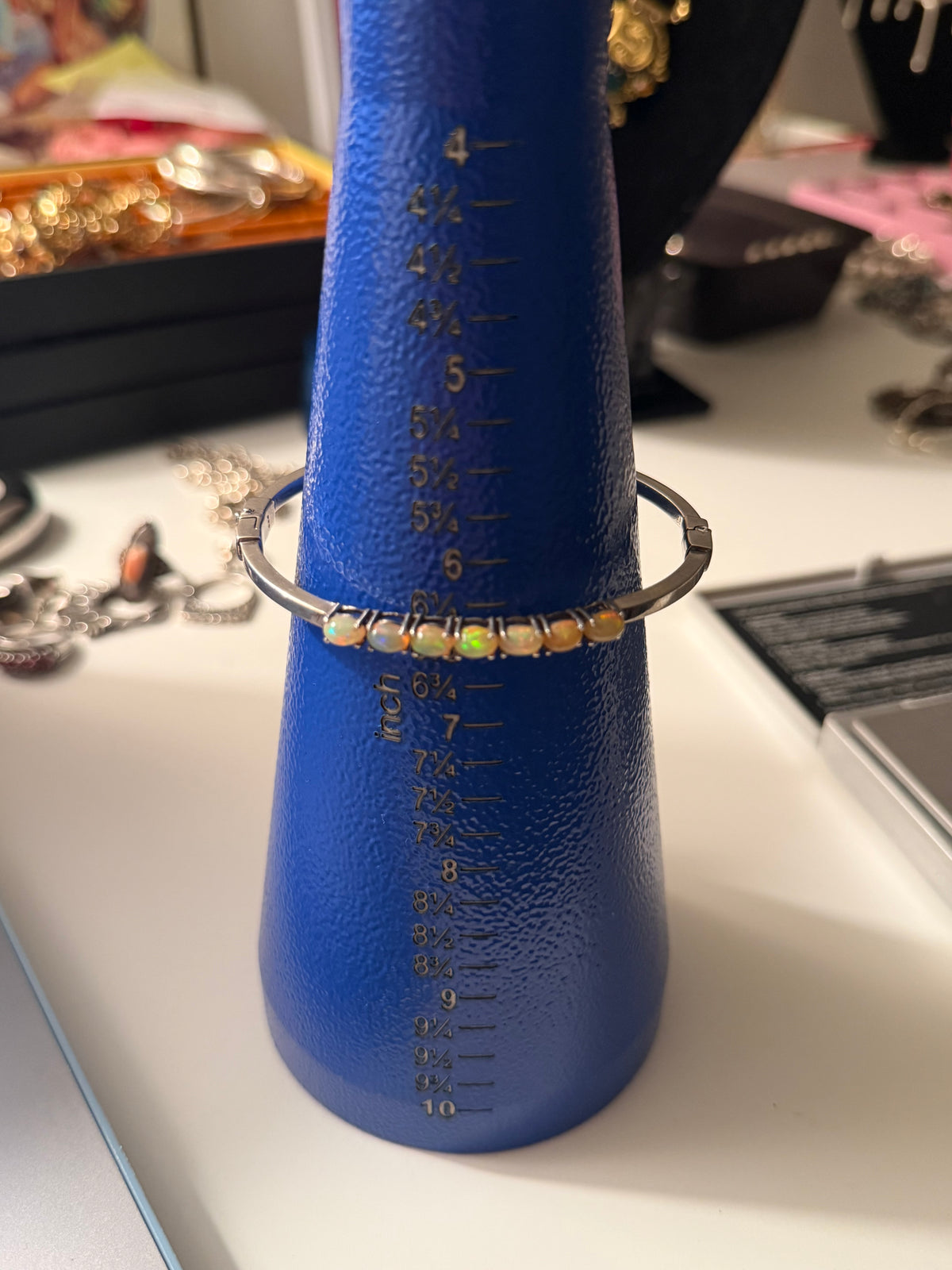 Opal Sterling Silver Bangle Bracelet